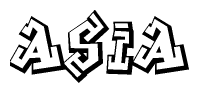 The clipart image features a stylized text in a graffiti font that reads Asia.