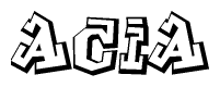 The clipart image depicts the word Acia in a style reminiscent of graffiti. The letters are drawn in a bold, block-like script with sharp angles and a three-dimensional appearance.