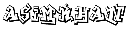 The clipart image features a stylized text in a graffiti font that reads Asimkhan.