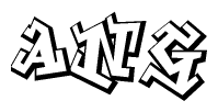 The clipart image depicts the word Ang in a style reminiscent of graffiti. The letters are drawn in a bold, block-like script with sharp angles and a three-dimensional appearance.