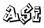 The clipart image features a stylized text in a graffiti font that reads Asi.