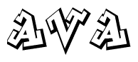 The clipart image depicts the word Ava in a style reminiscent of graffiti. The letters are drawn in a bold, block-like script with sharp angles and a three-dimensional appearance.