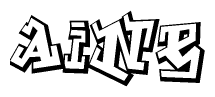 The image is a stylized representation of the letters Aine designed to mimic the look of graffiti text. The letters are bold and have a three-dimensional appearance, with emphasis on angles and shadowing effects.
