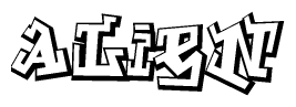 The clipart image features a stylized text in a graffiti font that reads Alien.