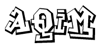 The clipart image features a stylized text in a graffiti font that reads Aqim.