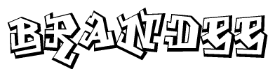 The image is a stylized representation of the letters Brandee designed to mimic the look of graffiti text. The letters are bold and have a three-dimensional appearance, with emphasis on angles and shadowing effects.
