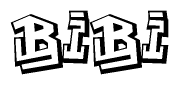 The clipart image depicts the word Bibi in a style reminiscent of graffiti. The letters are drawn in a bold, block-like script with sharp angles and a three-dimensional appearance.