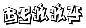 The clipart image depicts the word Bekky in a style reminiscent of graffiti. The letters are drawn in a bold, block-like script with sharp angles and a three-dimensional appearance.