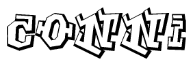 The clipart image depicts the word Conni in a style reminiscent of graffiti. The letters are drawn in a bold, block-like script with sharp angles and a three-dimensional appearance.