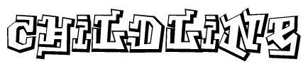 The clipart image depicts the word Childline in a style reminiscent of graffiti. The letters are drawn in a bold, block-like script with sharp angles and a three-dimensional appearance.