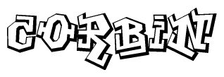 The clipart image depicts the word Corbin in a style reminiscent of graffiti. The letters are drawn in a bold, block-like script with sharp angles and a three-dimensional appearance.