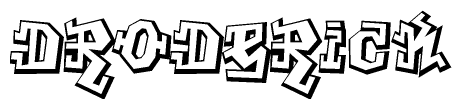 The clipart image features a stylized text in a graffiti font that reads Droderick.
