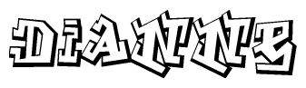 The clipart image depicts the word Dianne in a style reminiscent of graffiti. The letters are drawn in a bold, block-like script with sharp angles and a three-dimensional appearance.