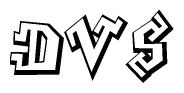The clipart image depicts the word Dvs in a style reminiscent of graffiti. The letters are drawn in a bold, block-like script with sharp angles and a three-dimensional appearance.