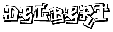The clipart image depicts the word Delbert in a style reminiscent of graffiti. The letters are drawn in a bold, block-like script with sharp angles and a three-dimensional appearance.