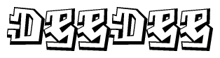 The clipart image depicts the word Deedee in a style reminiscent of graffiti. The letters are drawn in a bold, block-like script with sharp angles and a three-dimensional appearance.