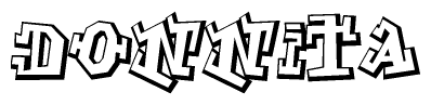 The clipart image depicts the word Donnita in a style reminiscent of graffiti. The letters are drawn in a bold, block-like script with sharp angles and a three-dimensional appearance.