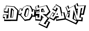 The clipart image depicts the word Doran in a style reminiscent of graffiti. The letters are drawn in a bold, block-like script with sharp angles and a three-dimensional appearance.