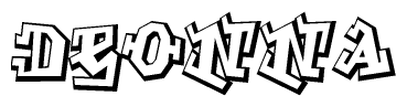 The image is a stylized representation of the letters Deonna designed to mimic the look of graffiti text. The letters are bold and have a three-dimensional appearance, with emphasis on angles and shadowing effects.