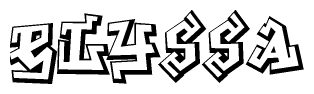 The clipart image features a stylized text in a graffiti font that reads Elyssa.