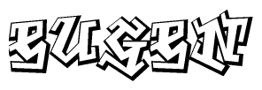 The clipart image depicts the word Eugen in a style reminiscent of graffiti. The letters are drawn in a bold, block-like script with sharp angles and a three-dimensional appearance.