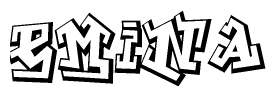 The clipart image depicts the word Emina in a style reminiscent of graffiti. The letters are drawn in a bold, block-like script with sharp angles and a three-dimensional appearance.