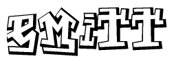 The clipart image depicts the word Emitt in a style reminiscent of graffiti. The letters are drawn in a bold, block-like script with sharp angles and a three-dimensional appearance.