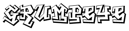 The image is a stylized representation of the letters Grumpeye designed to mimic the look of graffiti text. The letters are bold and have a three-dimensional appearance, with emphasis on angles and shadowing effects.