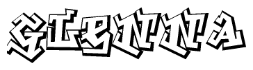 The clipart image depicts the word Glenna in a style reminiscent of graffiti. The letters are drawn in a bold, block-like script with sharp angles and a three-dimensional appearance.