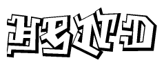 The clipart image features a stylized text in a graffiti font that reads Hend.