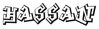 The clipart image features a stylized text in a graffiti font that reads Hassan.