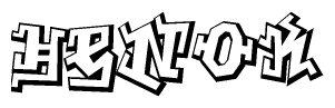 The clipart image depicts the word Henok in a style reminiscent of graffiti. The letters are drawn in a bold, block-like script with sharp angles and a three-dimensional appearance.