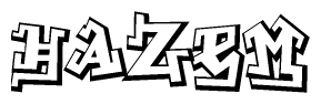 The clipart image features a stylized text in a graffiti font that reads Hazem.
