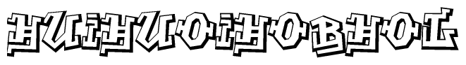 The clipart image features a stylized text in a graffiti font that reads Huihuoihobhol.