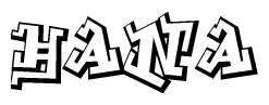 The clipart image features a stylized text in a graffiti font that reads Hana.