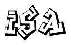 The clipart image depicts the word Isa in a style reminiscent of graffiti. The letters are drawn in a bold, block-like script with sharp angles and a three-dimensional appearance.