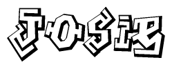 The clipart image depicts the word Josie in a style reminiscent of graffiti. The letters are drawn in a bold, block-like script with sharp angles and a three-dimensional appearance.