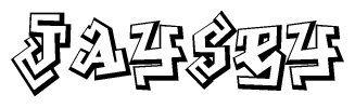 The clipart image depicts the word Jaysey in a style reminiscent of graffiti. The letters are drawn in a bold, block-like script with sharp angles and a three-dimensional appearance.