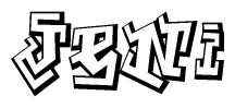 The image is a stylized representation of the letters Jeni designed to mimic the look of graffiti text. The letters are bold and have a three-dimensional appearance, with emphasis on angles and shadowing effects.