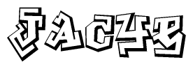 The clipart image depicts the word Jacye in a style reminiscent of graffiti. The letters are drawn in a bold, block-like script with sharp angles and a three-dimensional appearance.