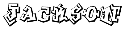 The clipart image depicts the word Jackson in a style reminiscent of graffiti. The letters are drawn in a bold, block-like script with sharp angles and a three-dimensional appearance.