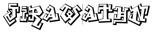 The clipart image depicts the word Jirawathn in a style reminiscent of graffiti. The letters are drawn in a bold, block-like script with sharp angles and a three-dimensional appearance.