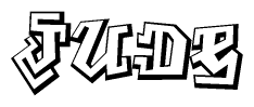 The clipart image depicts the word Jude in a style reminiscent of graffiti. The letters are drawn in a bold, block-like script with sharp angles and a three-dimensional appearance.