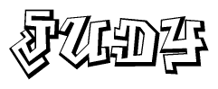 The image is a stylized representation of the letters Judy designed to mimic the look of graffiti text. The letters are bold and have a three-dimensional appearance, with emphasis on angles and shadowing effects.