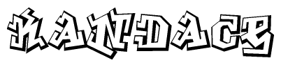 The clipart image depicts the word Kandace in a style reminiscent of graffiti. The letters are drawn in a bold, block-like script with sharp angles and a three-dimensional appearance.