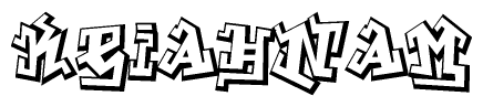 The clipart image depicts the word Keiahnam in a style reminiscent of graffiti. The letters are drawn in a bold, block-like script with sharp angles and a three-dimensional appearance.