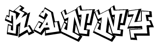 The image is a stylized representation of the letters Kanny designed to mimic the look of graffiti text. The letters are bold and have a three-dimensional appearance, with emphasis on angles and shadowing effects.