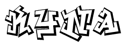 The image is a stylized representation of the letters Kyna designed to mimic the look of graffiti text. The letters are bold and have a three-dimensional appearance, with emphasis on angles and shadowing effects.