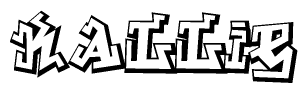 The clipart image features a stylized text in a graffiti font that reads Kallie.