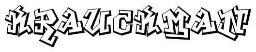 The image is a stylized representation of the letters Krauckman designed to mimic the look of graffiti text. The letters are bold and have a three-dimensional appearance, with emphasis on angles and shadowing effects.